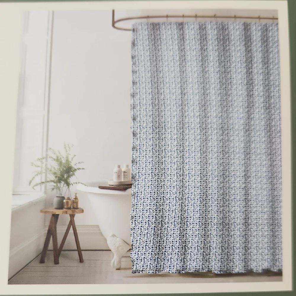 Morris & Co Blue Rosehip Shower Curtain